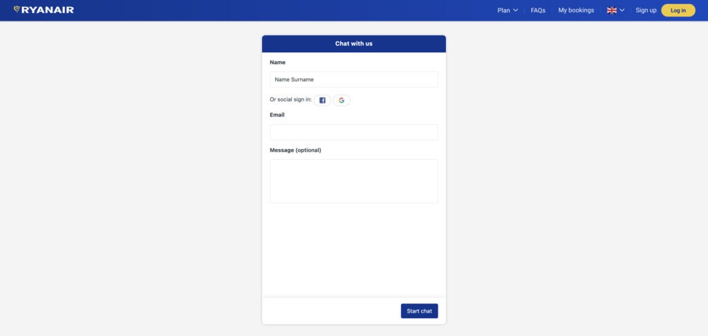 Ryanair Live Chat