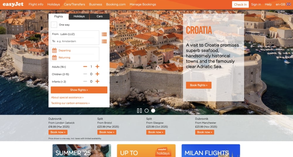 easyJet Website